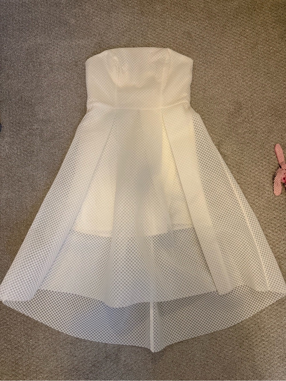 Strapless White High-Low Mesh Dress